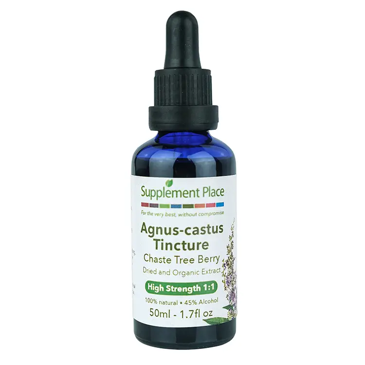 Agnus Castus tincture. Dried, organic, high strength 1:1, 45% alcohol. 50ml Bottle.