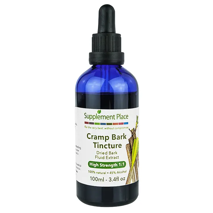 Cramp Bark tincture. Dried bark fluid extract, high strength 1:1, 45% alcohol. 100ml Bottle