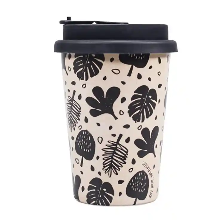 Huskup rice husk travel cup, Botanical plants. 400ml design